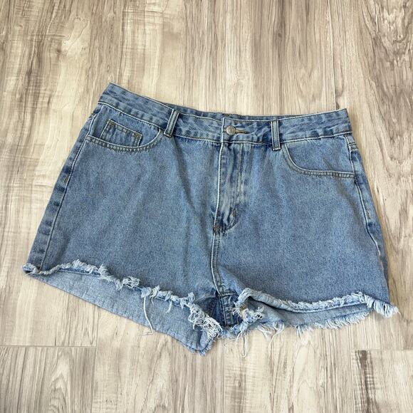 Shein Pocket Raw Hem Cut Off Blue Shorts Size 32 - Picture 1 of 10